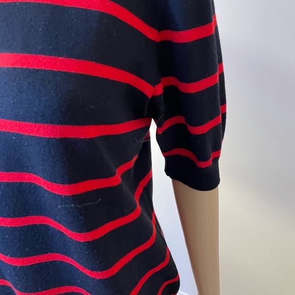 Rena Lange, made in Italy Striped Turtleneck Sweater, Short Sleeves Sz M - Picture 4 of 8